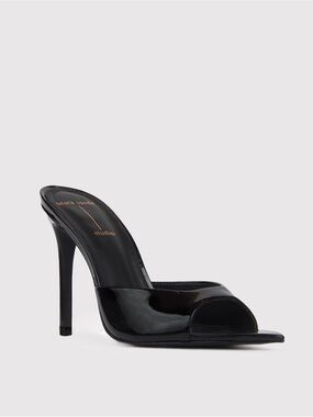 Black Suede Studio Brea Patent Mules - Size 37.5